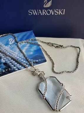 AUTHENTIC Swarovski Huge Emerald-cut Crystal Lariat Necklace Vintage RARE